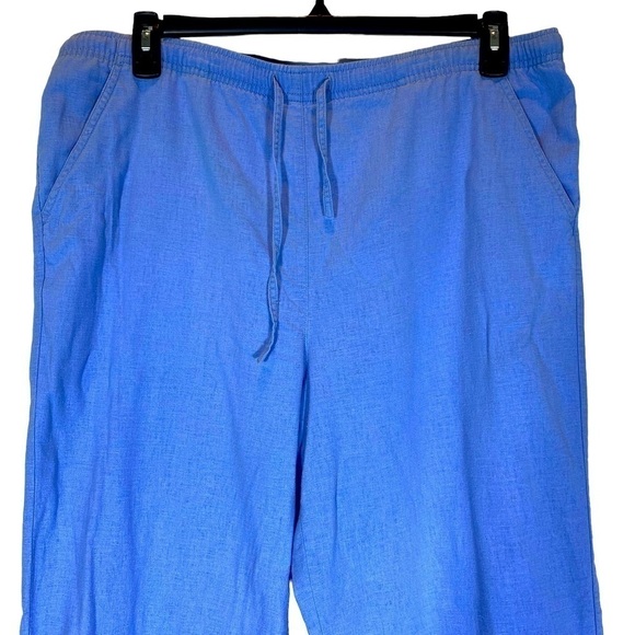 Erika Petites woman's Large Petite Linen pant trouser summer blue - Picture 2 of 10
